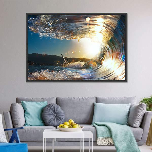 Curly Breaking Wave Canvas Wall Art-3 Horizontal-Gallery Wrap-25" x 16"-Tiaracle