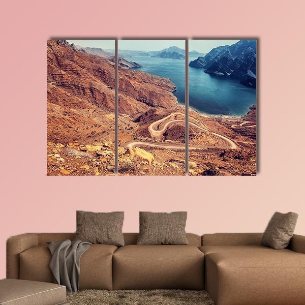 Curve Road On Mountain Canvas Wall Art-3 Horizontal-Gallery Wrap-37" x 24"-Tiaracle