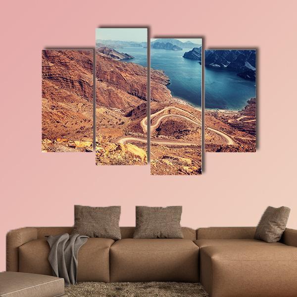 Curve Road On Mountain Canvas Wall Art-4 Pop-Gallery Wrap-50" x 32"-Tiaracle