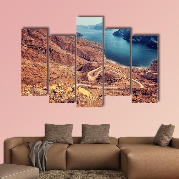 Curve Road On Mountain Canvas Wall Art-5 Pop-Gallery Wrap-47" x 32"-Tiaracle