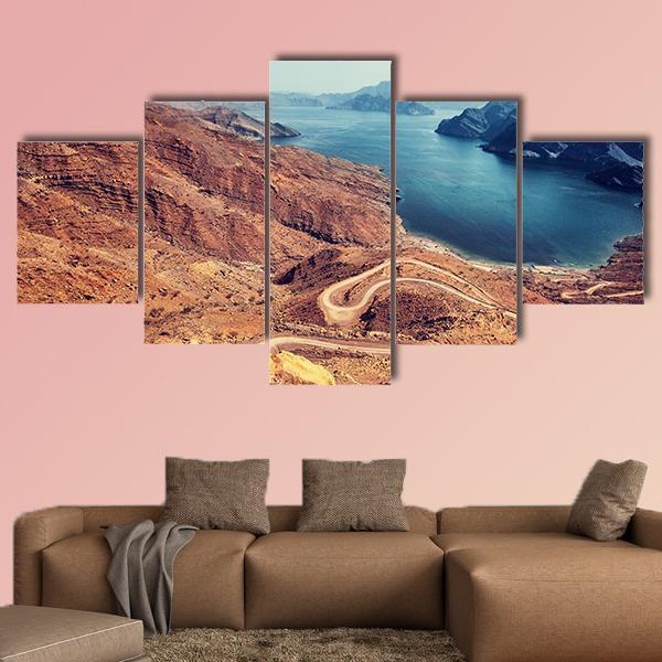 Curve Road On Mountain Canvas Wall Art-5 Pop-Gallery Wrap-47" x 32"-Tiaracle