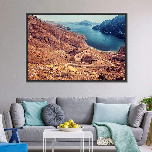 Curve Road On Mountain Canvas Wall Art-1 Piece-Floating Frame-36" x 24"-Tiaracle