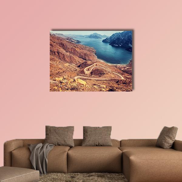 Curve Road On Mountain Canvas Wall Art-4 Horizontal-Gallery Wrap-34" x 24"-Tiaracle