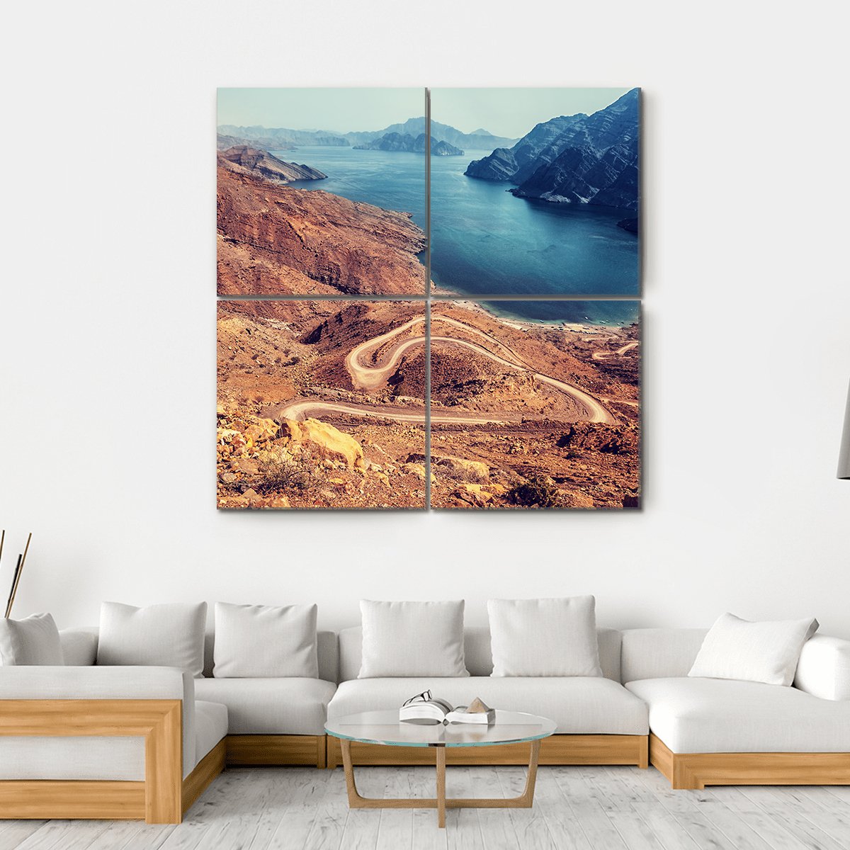 Curve Road On Mountain Canvas Wall Art-4 Square-Gallery Wrap-17" x 17"-Tiaracle