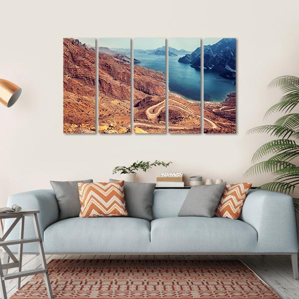 Curve Road On Mountain Canvas Wall Art-5 Horizontal-Gallery Wrap-22" x 12"-Tiaracle