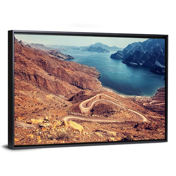 Curve Road On Mountain Canvas Wall Art-5 Horizontal-Gallery Wrap-22" x 12"-Tiaracle