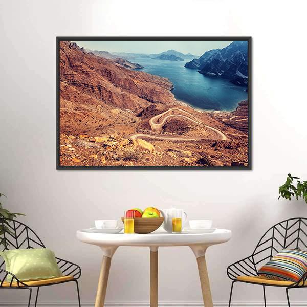 Curve Road On Mountain Canvas Wall Art-1 Piece-Floating Frame-24" x 16"-Tiaracle