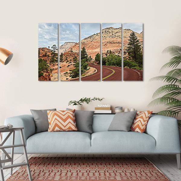 Curved Red Rock Road Canvas Wall Art-5 Horizontal-Gallery Wrap-22" x 12"-Tiaracle