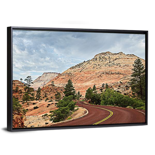 Curved Red Rock Road Canvas Wall Art-3 Horizontal-Gallery Wrap-25" x 16"-Tiaracle