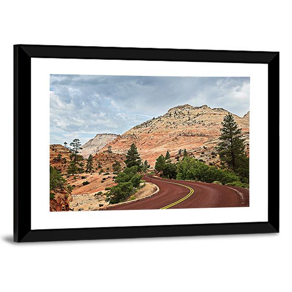 Curved Red Rock Road Canvas Wall Art-3 Horizontal-Gallery Wrap-25" x 16"-Tiaracle