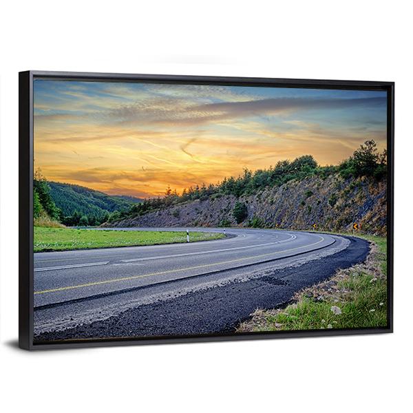 Curvy Road In Summer Canvas Wall Art-3 Horizontal-Gallery Wrap-25" x 16"-Tiaracle