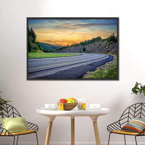 Curvy Road In Summer Canvas Wall Art-3 Horizontal-Gallery Wrap-25" x 16"-Tiaracle