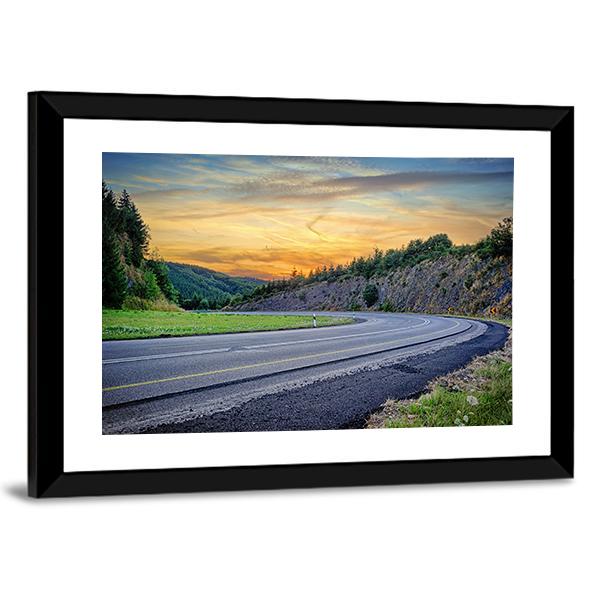 Curvy Road In Summer Canvas Wall Art-3 Horizontal-Gallery Wrap-25" x 16"-Tiaracle