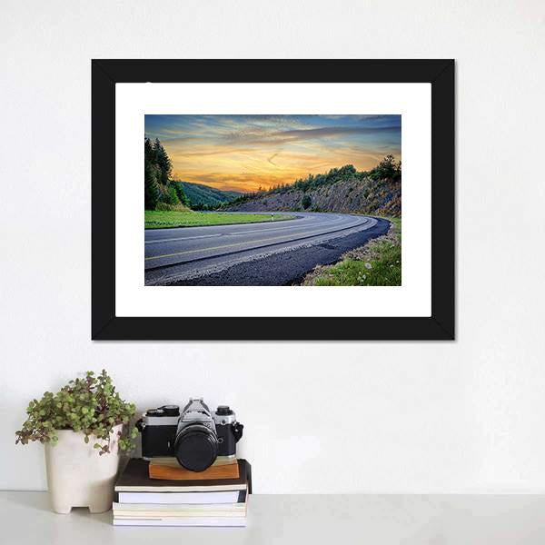 Curvy Road In Summer Canvas Wall Art-1 Piece-Framed Print-20" x 16"-Tiaracle