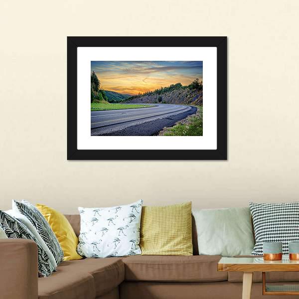 Curvy Road In Summer Canvas Wall Art-3 Horizontal-Gallery Wrap-25" x 16"-Tiaracle