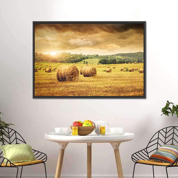 Cut Bales Of Hay Canvas Wall Art-5 Horizontal-Gallery Wrap-22" x 12"-Tiaracle