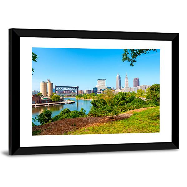 Cuyahoga River From Park Canvas Wall Art-3 Horizontal-Gallery Wrap-25" x 16"-Tiaracle