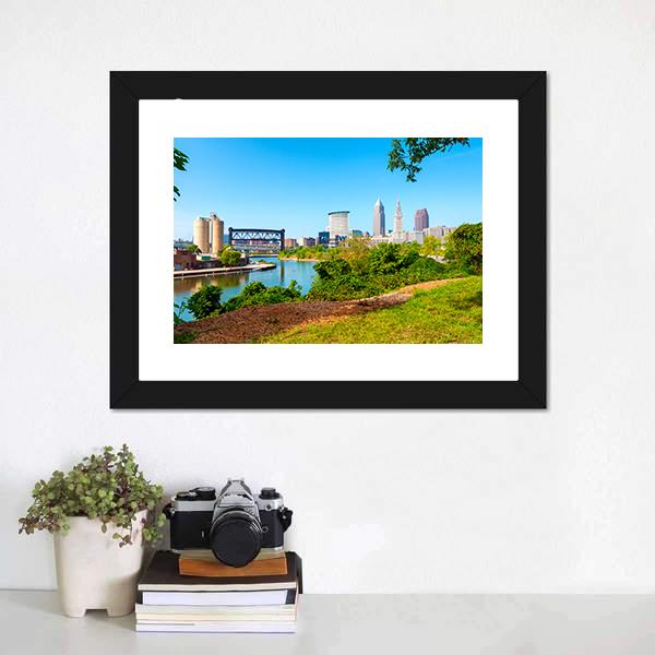 Cuyahoga River From Park Canvas Wall Art-3 Horizontal-Gallery Wrap-25" x 16"-Tiaracle