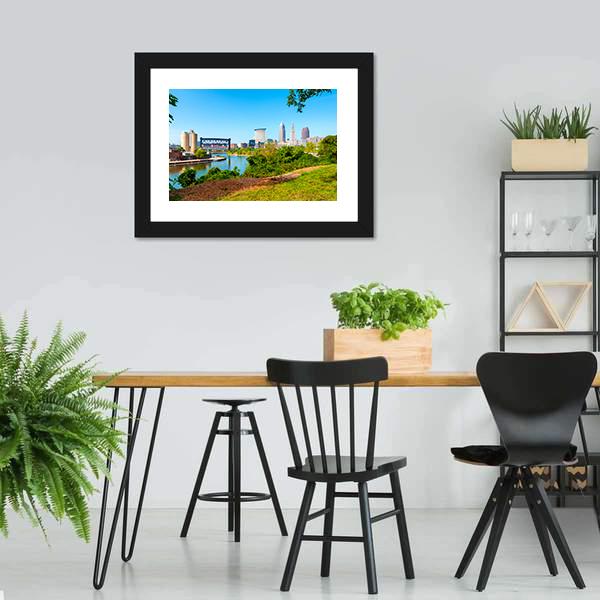 Cuyahoga River From Park Canvas Wall Art-3 Horizontal-Gallery Wrap-25" x 16"-Tiaracle