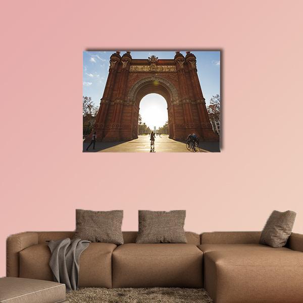 Cyclist At Arc De Triomph Canvas Wall Art-1 Piece-Gallery Wrap-36" x 24"-Tiaracle