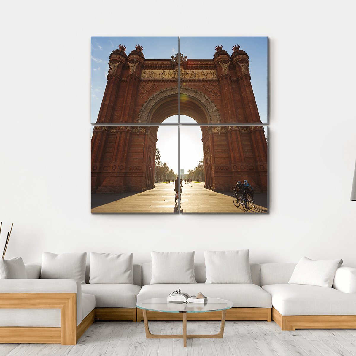 Cyclist At Arc De Triomph Canvas Wall Art-4 Square-Gallery Wrap-17" x 17"-Tiaracle