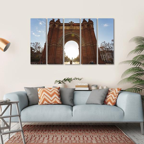Cyclist At Arc De Triomph Canvas Wall Art-5 Horizontal-Gallery Wrap-22" x 12"-Tiaracle