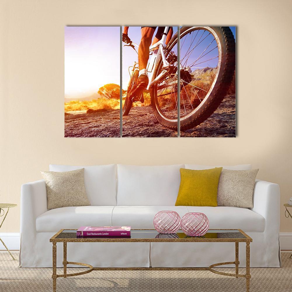 Cyclist On Rocky Trail Canvas Wall Art-3 Horizontal-Gallery Wrap-37" x 24"-Tiaracle