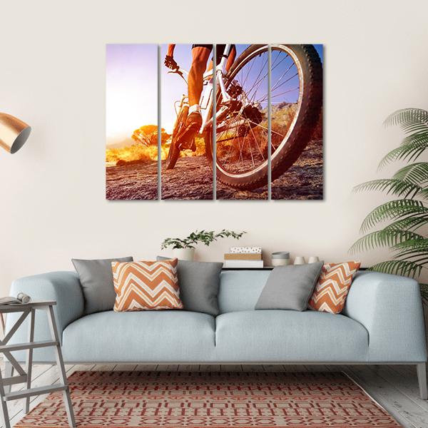 Cyclist On Rocky Trail Canvas Wall Art-4 Horizontal-Gallery Wrap-34" x 24"-Tiaracle
