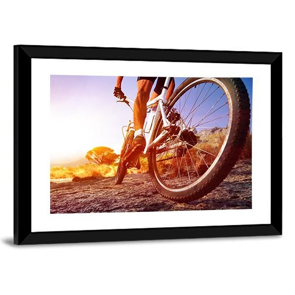 Cyclist On Rocky Trail Canvas Wall Art-3 Horizontal-Gallery Wrap-25" x 16"-Tiaracle