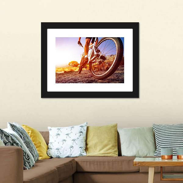 Cyclist On Rocky Trail Canvas Wall Art-1 Piece-Framed Print-20" x 16"-Tiaracle