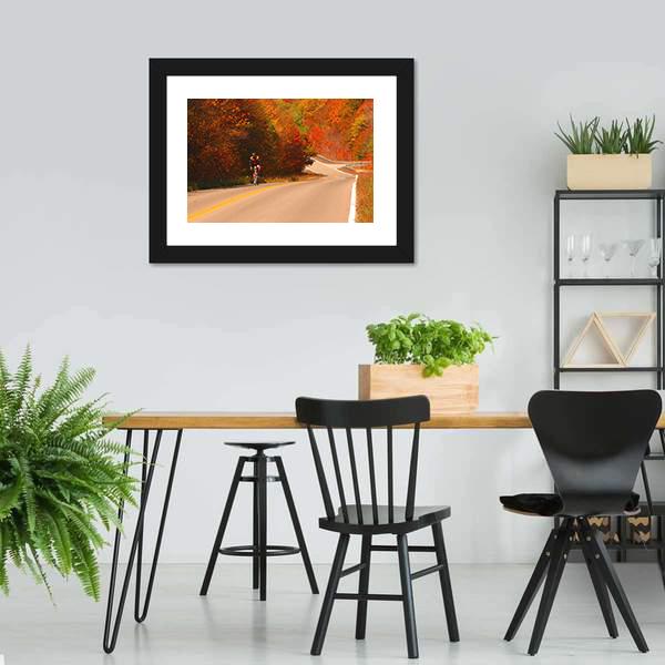 Cyclist On Scenic Highway Canvas Wall Art-3 Horizontal-Gallery Wrap-25" x 16"-Tiaracle