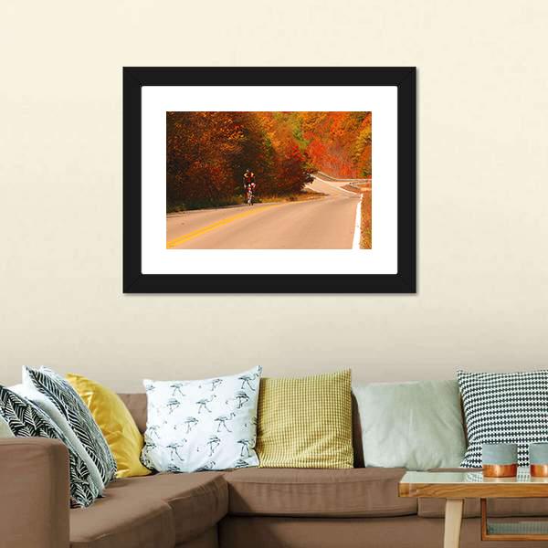 Cyclist On Scenic Highway Canvas Wall Art-3 Horizontal-Gallery Wrap-25" x 16"-Tiaracle