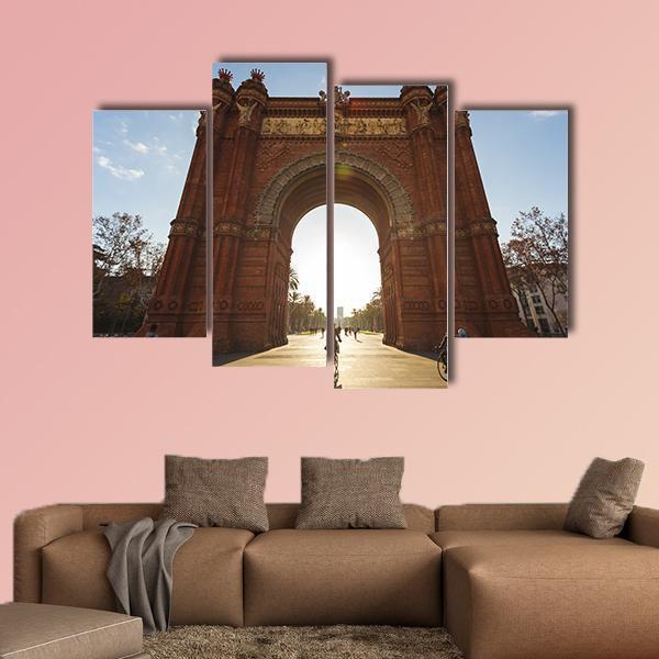 Cyclist At Arc De Triomph Canvas Wall Art-4 Pop-Gallery Wrap-50" x 32"-Tiaracle