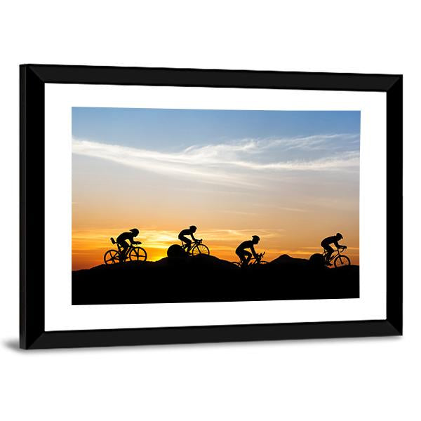 Cyclists At Mountain Canvas Wall Art-5 Horizontal-Gallery Wrap-22&quot; x 12&quot;-Tiaracle