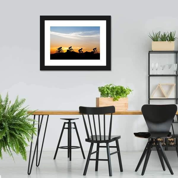 Cyclists At Mountain Canvas Wall Art-5 Horizontal-Gallery Wrap-22" x 12"-Tiaracle