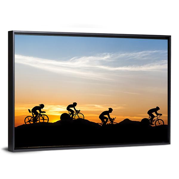 Cyclists At Mountain Canvas Wall Art-5 Horizontal-Gallery Wrap-22&quot; x 12&quot;-Tiaracle