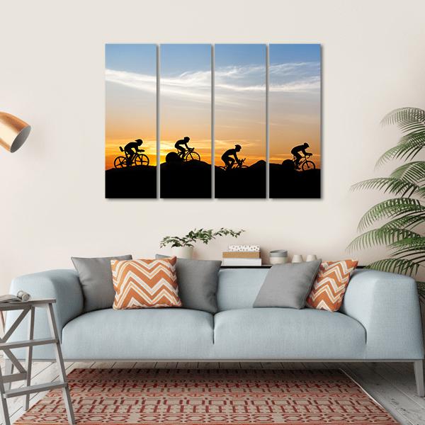Cyclists At Mountain Canvas Wall Art-4 Horizontal-Gallery Wrap-34&quot; x 24&quot;-Tiaracle