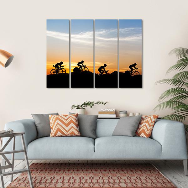 Cyclists At Mountain Canvas Wall Art-4 Horizontal-Gallery Wrap-34" x 24"-Tiaracle