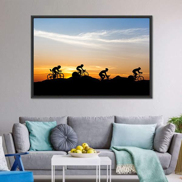 Cyclists At Mountain Canvas Wall Art-3 Horizontal-Gallery Wrap-25&quot; x 16&quot;-Tiaracle