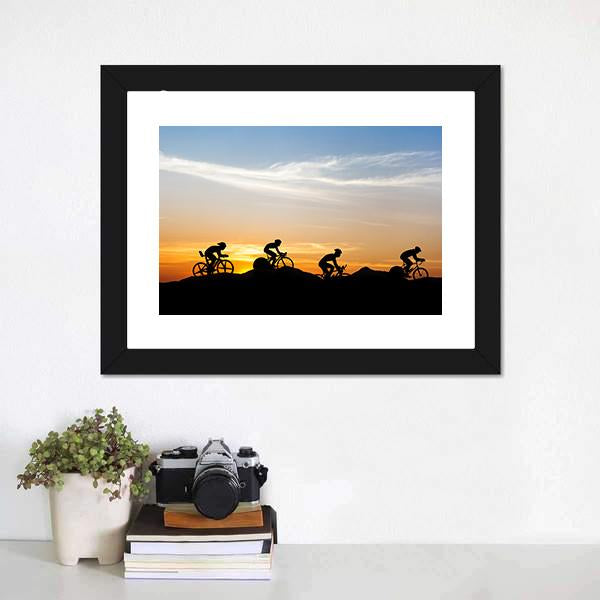 Cyclists At Mountain Canvas Wall Art-3 Horizontal-Gallery Wrap-25&quot; x 16&quot;-Tiaracle