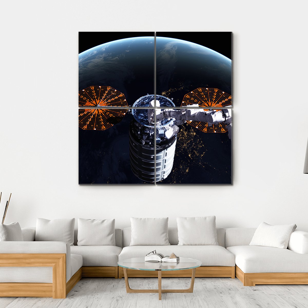 Cygnus Spacecraft In Space Canvas Wall Art-4 Square-Gallery Wrap-17" x 17"-Tiaracle