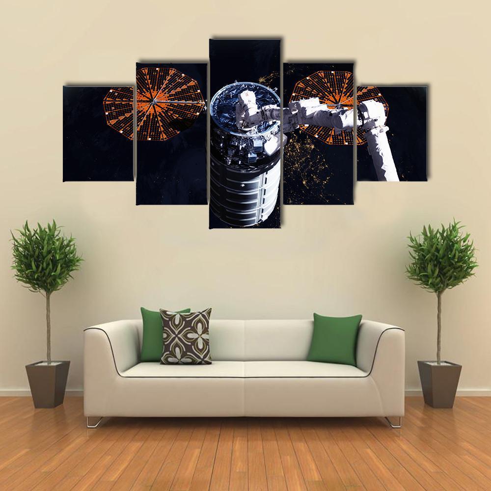 Cygnus Spacecraft In Space Canvas Wall Art-5 Star-Gallery Wrap-62" x 32"-Tiaracle