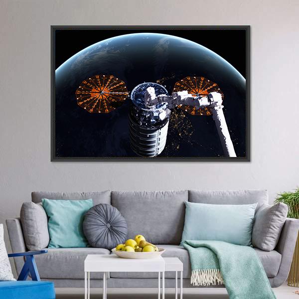 Cygnus Spacecraft In Space Canvas Wall Art-3 Horizontal-Gallery Wrap-25" x 16"-Tiaracle