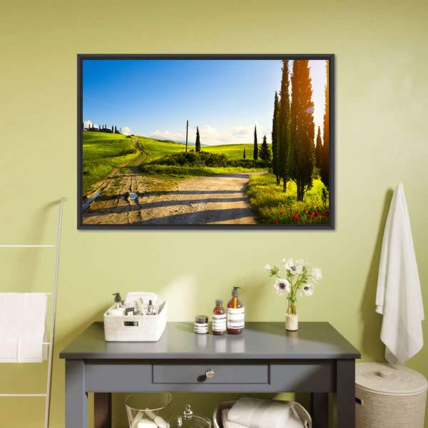 Cypress Trees On Mountain Canvas Wall Art-3 Horizontal-Gallery Wrap-25" x 16"-Tiaracle