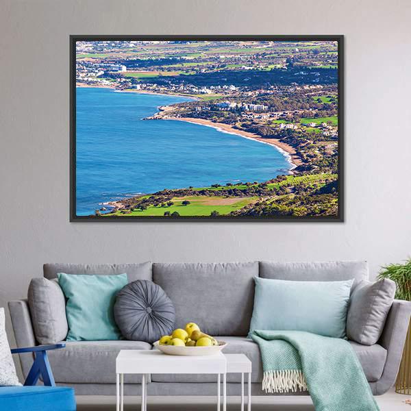 Cyprus Latchi Panorama Canvas Wall Art-3 Horizontal-Gallery Wrap-25" x 16"-Tiaracle