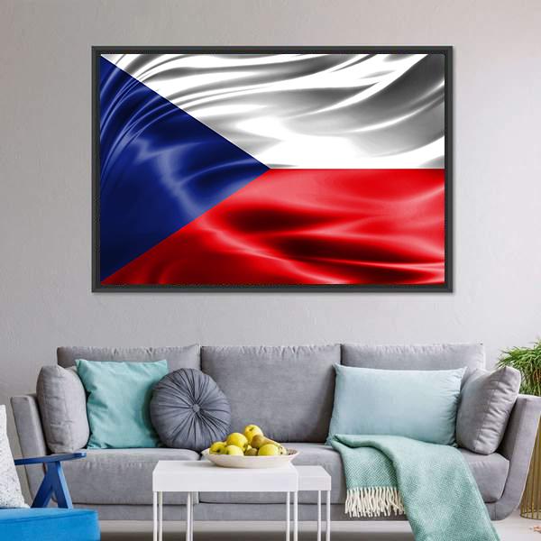Czech Republic Flag Canvas Wall Art-1 Piece-Floating Frame-24" x 16"-Tiaracle