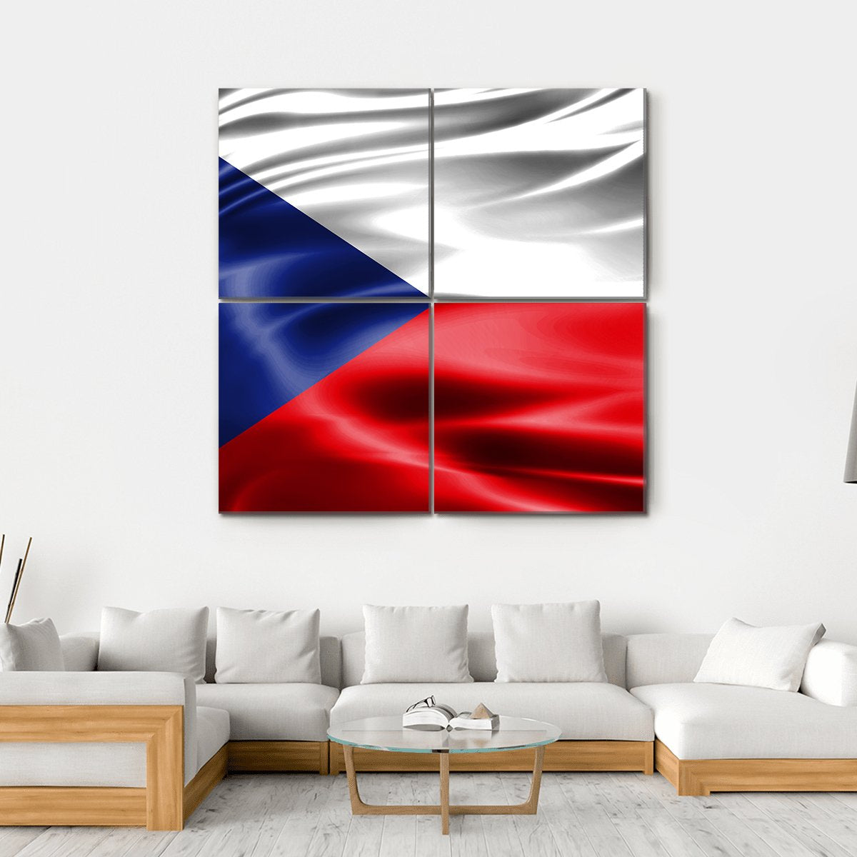 Czech Republic Flag Canvas Wall Art-4 Square-Gallery Wrap-17" x 17"-Tiaracle