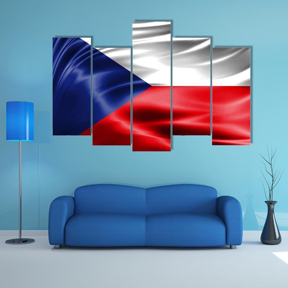 Czech Republic Flag Canvas Wall Art-5 Pop-Gallery Wrap-47" x 32"-Tiaracle