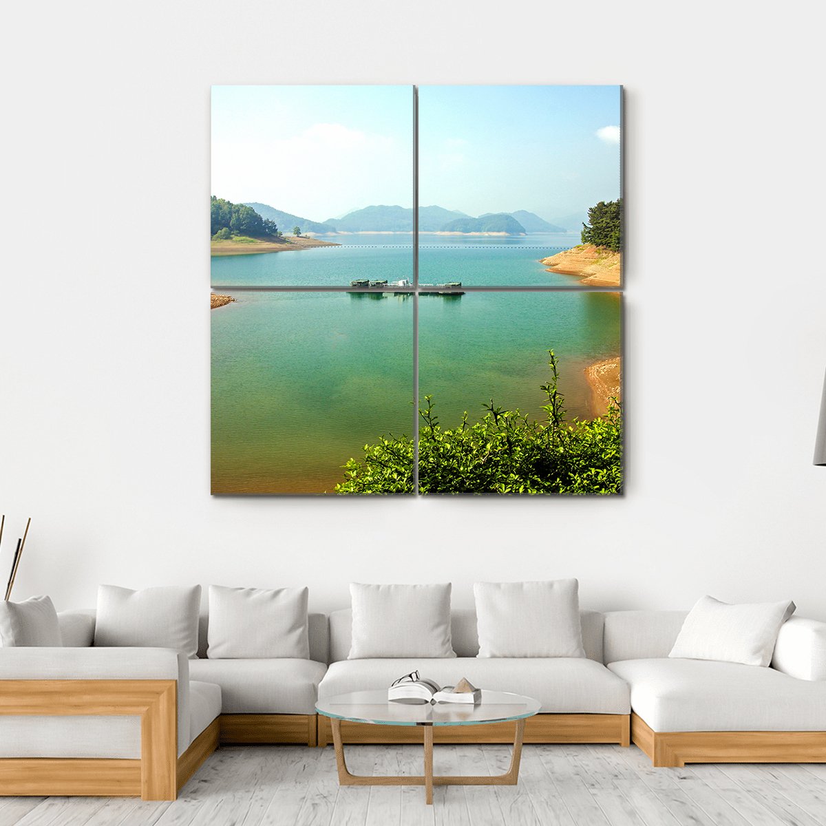 Daecheongho Lake Canvas Wall Art-4 Square-Gallery Wrap-17" x 17"-Tiaracle
