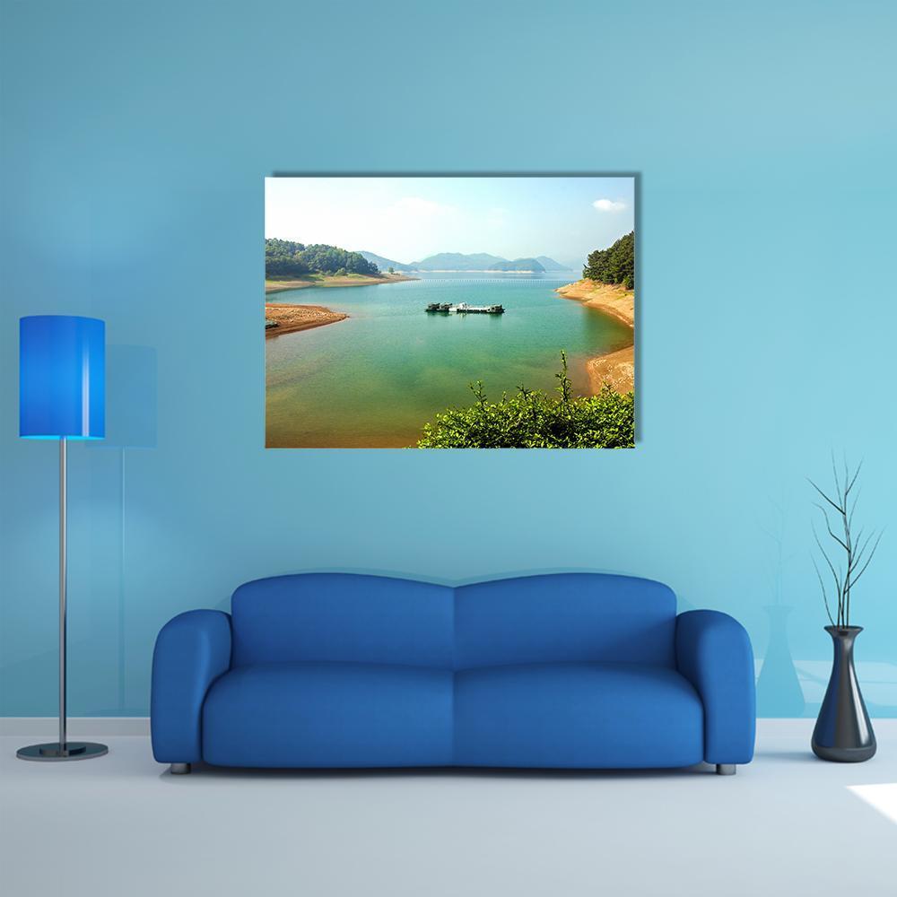 Daecheongho Lake Canvas Wall Art-1 Piece-Gallery Wrap-48" x 32"-Tiaracle